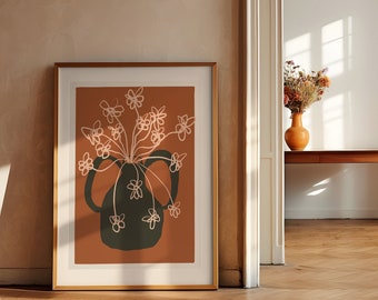 Avant-garde Flower Wall Art, Vase and Flower Poster, Expressionist Wall Art, Instant Download Print, Beautiful Art Work, Digital Poster