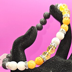 JOYFUL Crystal Healing Diffuser Bracelet: Citrine, Jade, Agate & Lava Rock