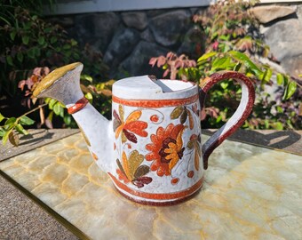 Vintage 1970s Ceramic Hand Painted Watering Can