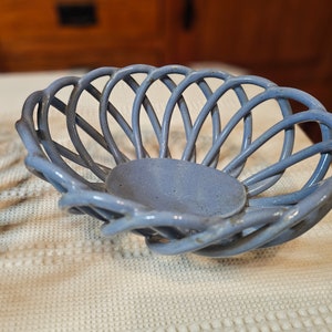 Vintagw Bread and Fruit Ceramic Basket Bowls matching set image 2