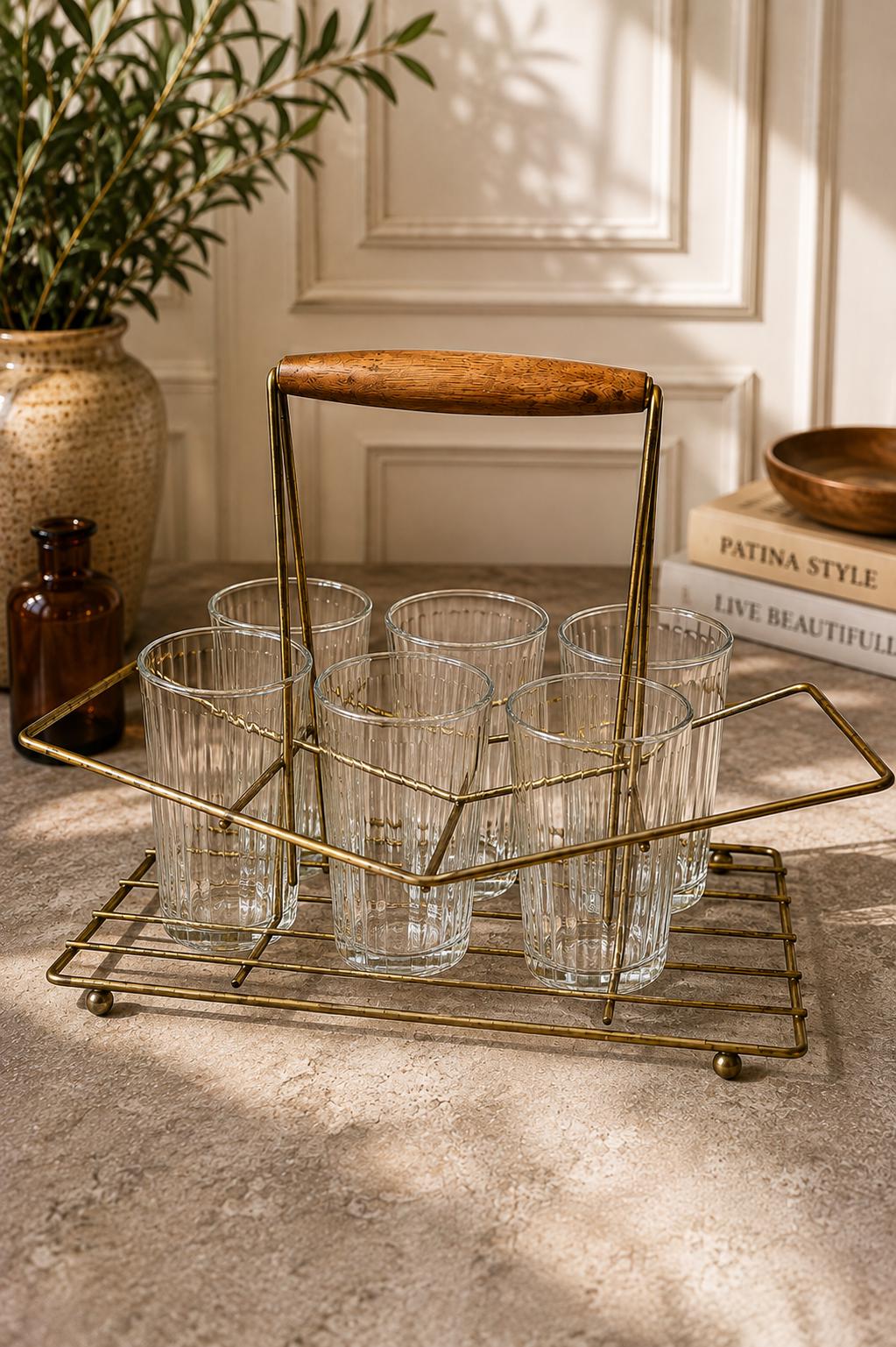 Vintage Barware Glasses With Caddy - Etsy