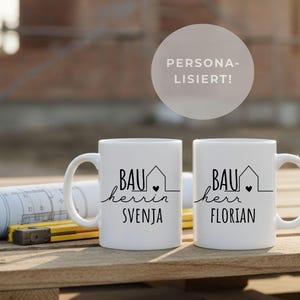 Bauherrin Bauherr Tasse personalisiert | Geschenk Hausbau Richtfest Einzug | Bauherren Geschenk Set | Geschenk zum Einzug & Hausbau