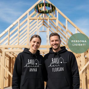 Personalized Homebuilder Hoodie | Gift for House Construction, Topping-Out Ceremony, and Moving In | Construction Site Hoodie, New Building, Matching Look
