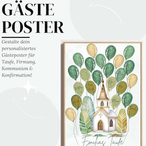 Guest Poster Baptism Confirmation Communion & Confirmation | Guest Book Church Fingerprint | Digital Poster Template Canva