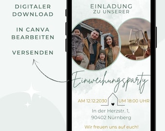 Invito animato per la festa di inaugurazione della casa | Modello digitale | Invito WhatsApp per la cerimonia di trasloco e di completamento della casa
