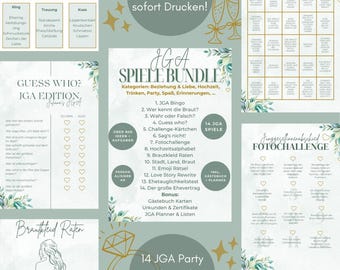14 Hen Party Games & Guest Book | 800 Hen Party Planning Ideas | Personalized Hen Party Bundle | Team Bride Games PDF + Canva