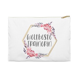 Cosmetic bag world's best trainer gift flowers image 1