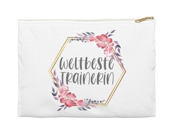 Cosmetic bag world's best trainer gift flowers
