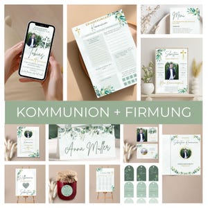 Kommunion & Firmung Bundle personalisiert | Kommunion Einladung Mädchen Junge | Kommunion Deko Eukalyptus