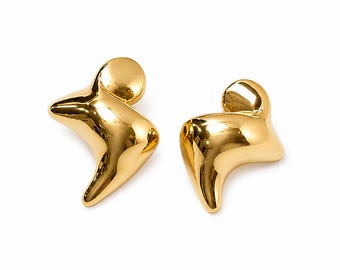 Gold Abstract Heart Earrings | Modern Sculptural Studs | Minimalist Statement Jewelry | Trendy Aesthetic Gift for Her