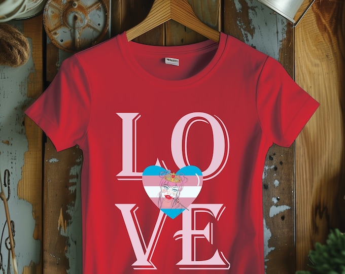 Featured listing image: Love Graphic T-Shirt with Pop Art Heart - Romantic Statement Tee, Unisex Valentine's Day Shirt, Bold Love Typography