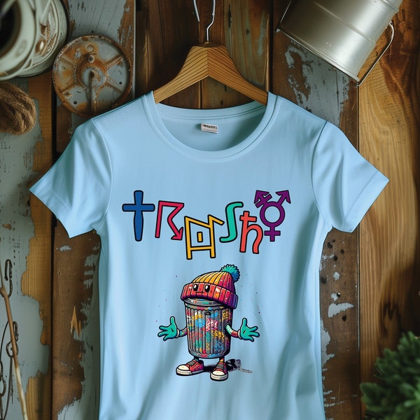 Funky Graffiti Trashy T-Shirt - Street Art Inspired Tee, Urban Art Character Shirt, Quirky Streetwear, Hip Hop Fashion Top