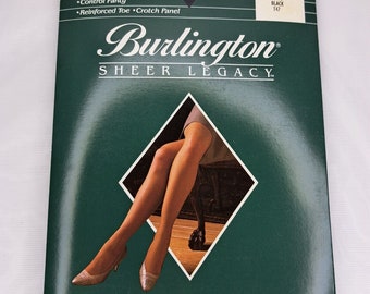 Burlington NOS Vtg Pantyhose Sheer Legacy Long Misty Taupe T35 Tummy Hip Control