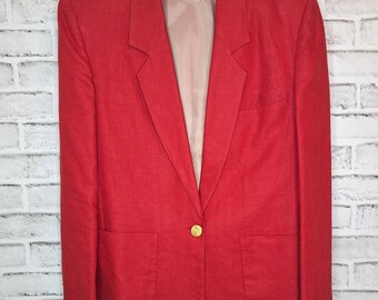Brooks Brothers Women's Sz 4 Vintage 100% Linen Red Blazer Jacket Lined GUC READ