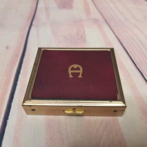 Etienne Aigner Leather Metal Case Jewelry Compact Travel Organizer Vintage