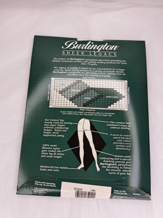 Burlington NOS Vtg Pantyhose Sheer Legacy Long Mi… - image 3