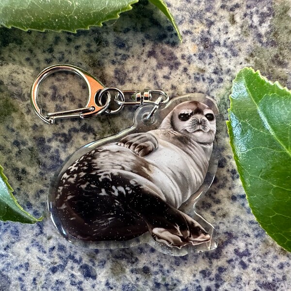 Sassy Seal Glitter Acrylic Charm Keychain