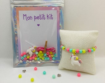 Kit bracelet en perles pour enfants : thème licorne