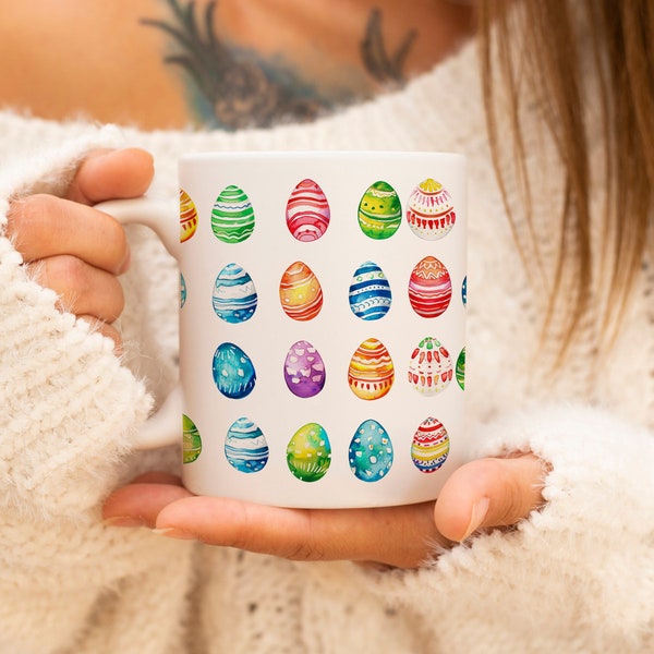 Painted Easter Egg Mug, Happy Easter, Painted Easter Eggs, Easter Mug, Easter Egg Mug, Easter Gift Ideas, Easter Tradition, Mothers Day Gift