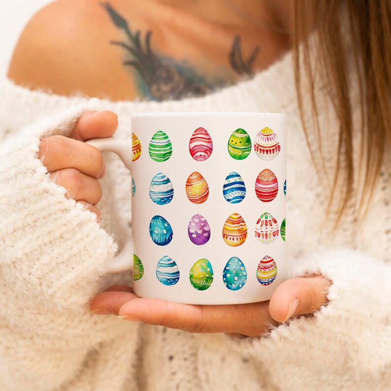 Painted Easter Egg Mug, Happy Easter, Painted Easter Eggs, Easter Mug, Easter Egg Mug, Easter