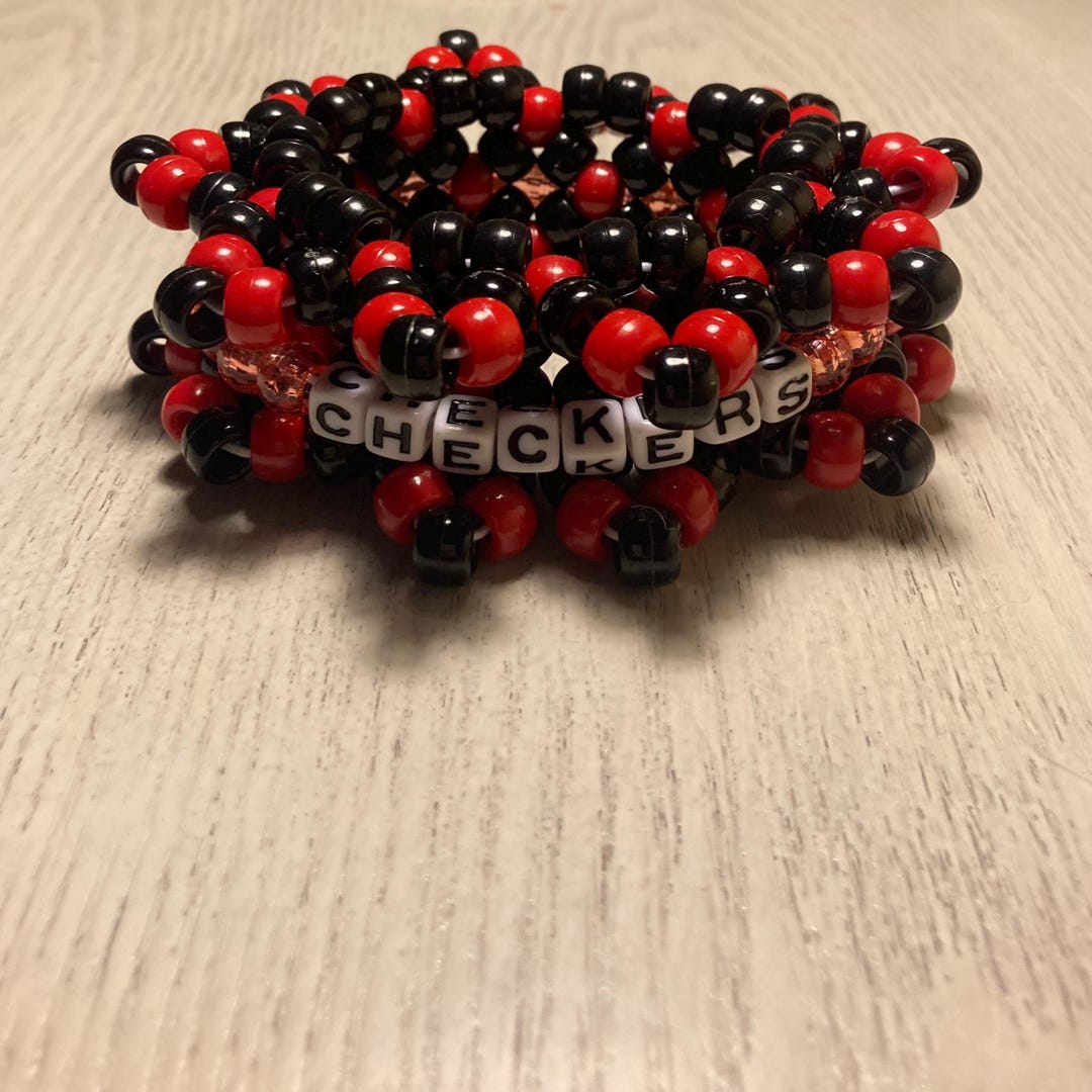 Red/black Mini Rotating Kandi Cuff Bracelet- “checkers” - Etsy