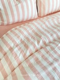 Pink/Blue/Green/Yellow Stripe Duvet Cover 4pcs Set, Full/Queen Soft Double Gauze Cotton Bedding
