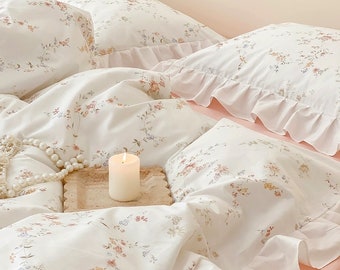 Ruffle Floral Duvet Cover Set