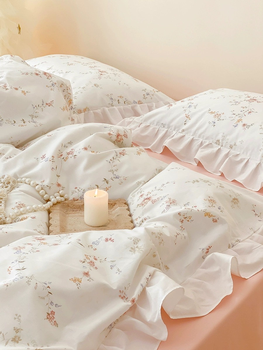 フリル花柄布団カバーセット - Etsy 日本