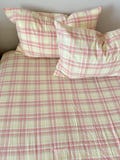 Gingham Washed Cotton Fitted Sheet