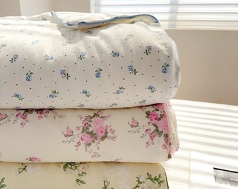 Floral Quilt, Floral Bedspread, Cotton Blanket, Floral Summer Thin Quilt