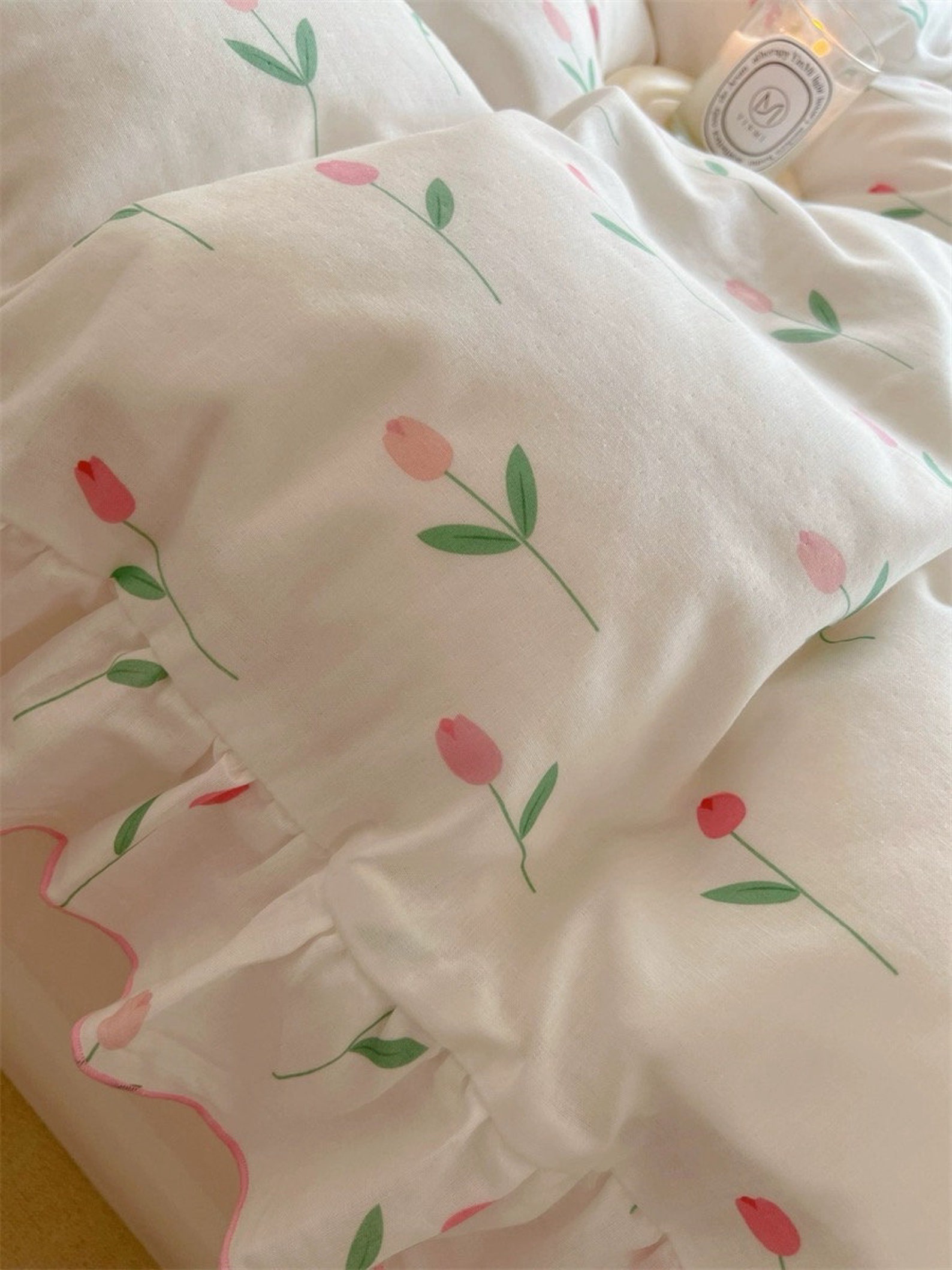 Princess Romantic Floral Cotton Ruffled Duvet Cover