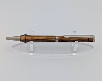 Bolígrafo Slimline de Marblewood hecho a mano - Níquel satinado