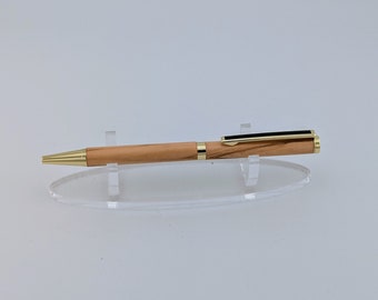 Bolígrafo fino de madera de olivo hecho a mano - Dorado