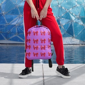 Bow-Patterned Backpack for Stylish Kids, School Bag, Gift for Her, Trendy Accessory, Everyday Use