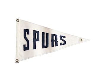 Fanion de football rétro des Spurs : toile à accrocher au mur fait main