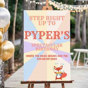 Pastel Karneval Geburtstagsschilder bearbeitbar, benutzerdefinierte Zirkusdekor, druckbare Partydekoration, digitaler Download, Canva Vorlage