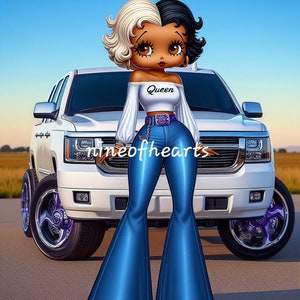 African American Betty boop, black queen, happy, queen Betty boop  two tone, hair ,blonde and black. Black Betty boop