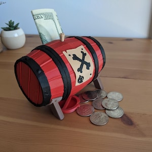 Sea of Thieves Gunpowder Fassfass Spardose, Gaming Sparschwein, Geburtstagsgeschenk Box, Piraten-Thema Sparkasse, Gaming Zubehör Schreibtisch Deko