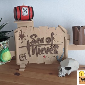 Enseigne lumineuse pour salle de jeux Sea Of Thieves, Idées cadeaux pour les joueurs | Déco murale, cadeaux d'anniversaire | Poster de jeu vidéo | Support modulaire pour figurine