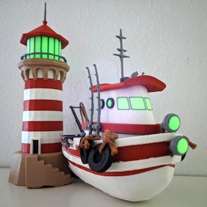 Dredge video game boat and lighthouse!