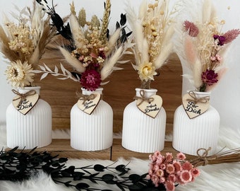 Modern Tischdeko & Hochzeit/Trockenblumen mit Vase/Wohnzimmer Deko Modern/Frühlingsdeko