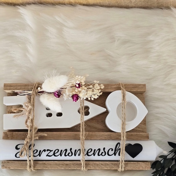 Geschenkset Herzensmensch , Lichthaus ,Geschenk für Freundin oder Mama, Kerze ,Kerzenhalter, Geschenk Geburtstag, Frühlingsgeschenk