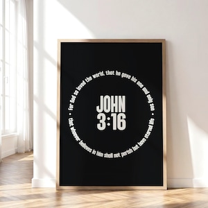 John 3:16 Bible Verse Wall Art Print (For God So Loved World)