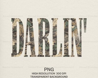 Darlin PNG, Camo Western PNG, Country Girl Shirt Design, Southern PNG, Hunting Camo Sublimation, Retro Cowgirl, Instant Download