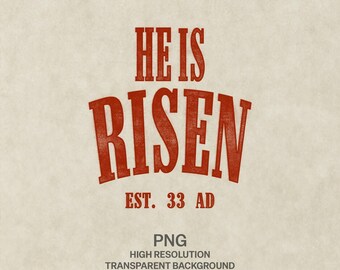 He Is Risen westers christelijk ontwerp | Vintage stempelafbeelding (PNG-download)