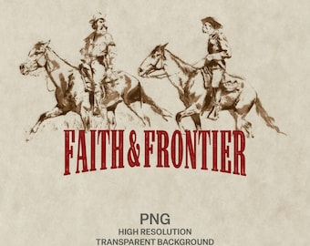 Faith Frontier westerncowboy, png, vintage rodeo-afbeelding, noodlijdend landelijk shirtontwerp