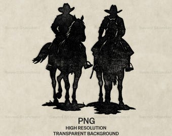 Cowboyruiter, png PNGEgg | Vintage postzegel westernafbeelding (digitale download)