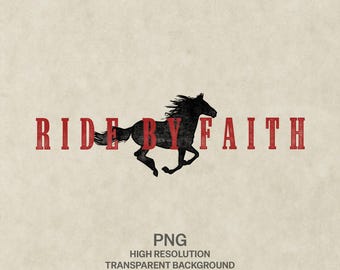 Ride By Faith westers christelijk ontwerp | Vintage stempelafbeelding (PNG-download)