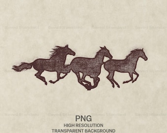 Running Horses, png-bestand, verontruste westernafbeelding (digitale download)