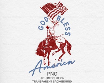 Western God Bless America PNG: sublimatieafbeelding cowboyvlag (digitale download)